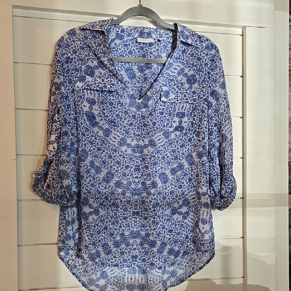 Blue Patterned Women's Top